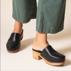 Charlotte Stone Black Leather Mules